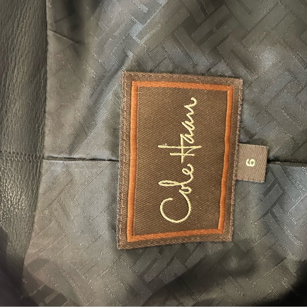 Cole Haan Women's Sleek Black Leather Jacket - Picture 3 of 5